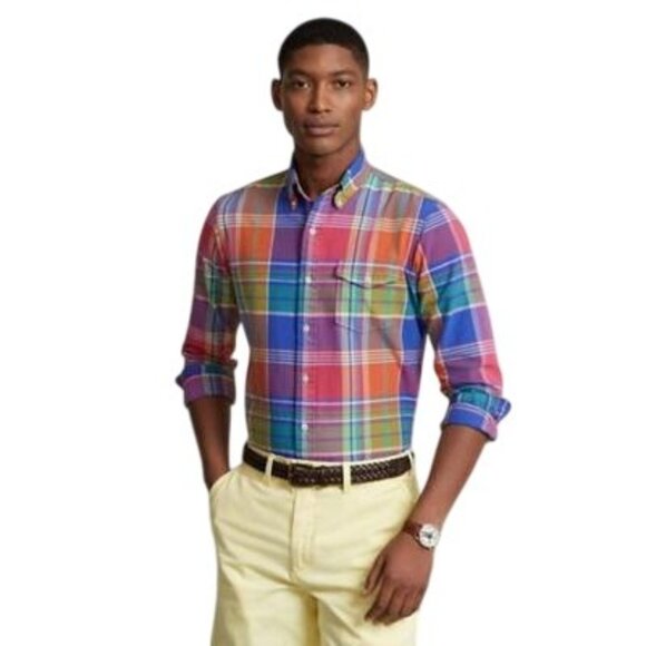 Polo Ralph Lauren Medium Multicolor Plaid Classic Fit Button Front Pocket Shirt - Picture 6 of 6